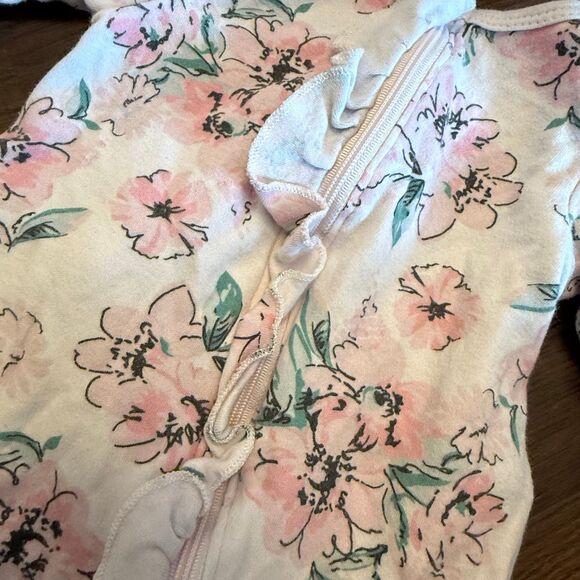 Little Me Newborn Floral Sleeper w/ Matching Bow Headband - Picture 2 of 3